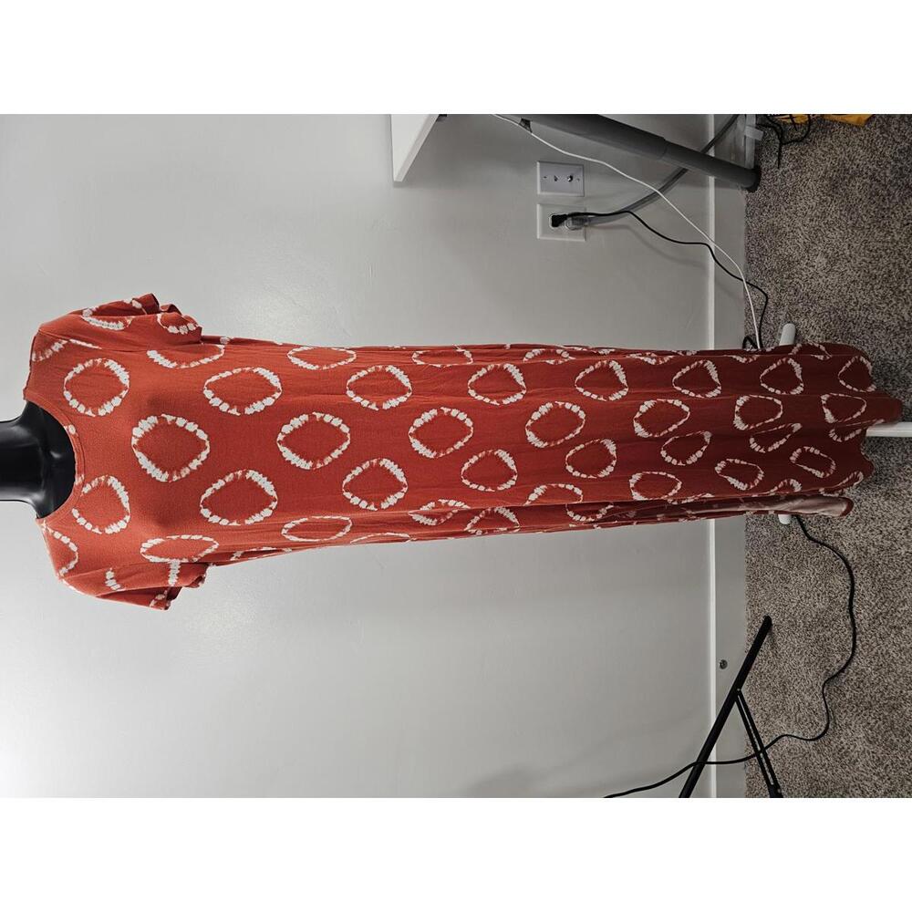 Michael Michael Kors Rust Orange Tie-Dye Pattern Maxi Dress
